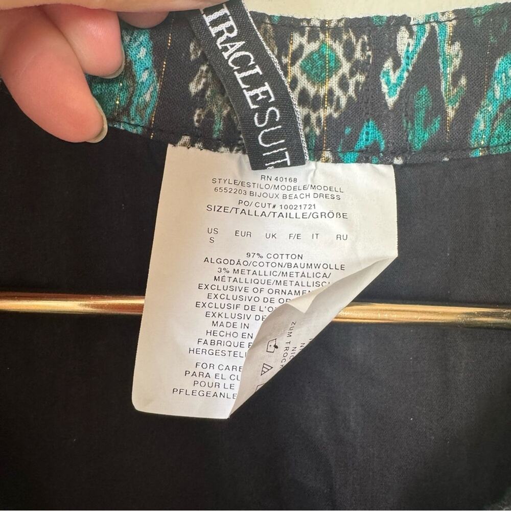 NWOT Miraclesuit Beach Dress Cover Up Bijoux Black and Teal Aztec S - Picture 13 of 13